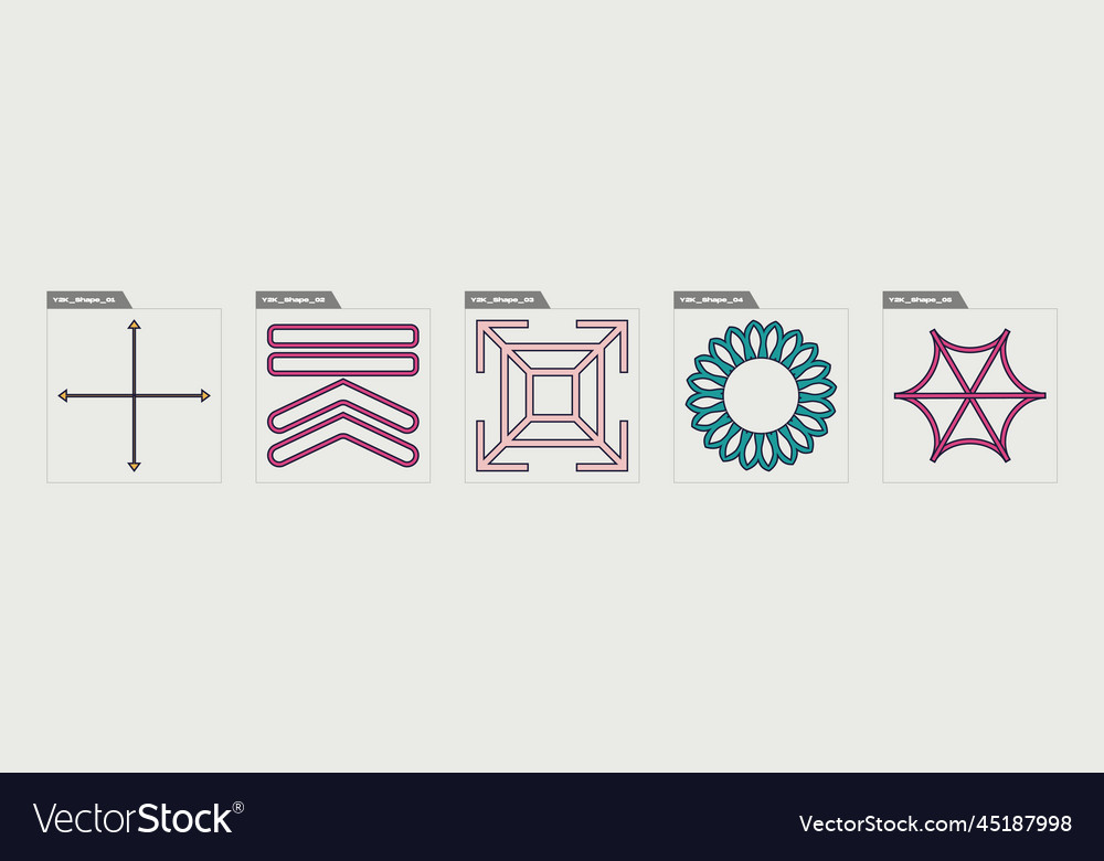 Set of y2k style objects trendy vector image Set of y2k style objects trendy
