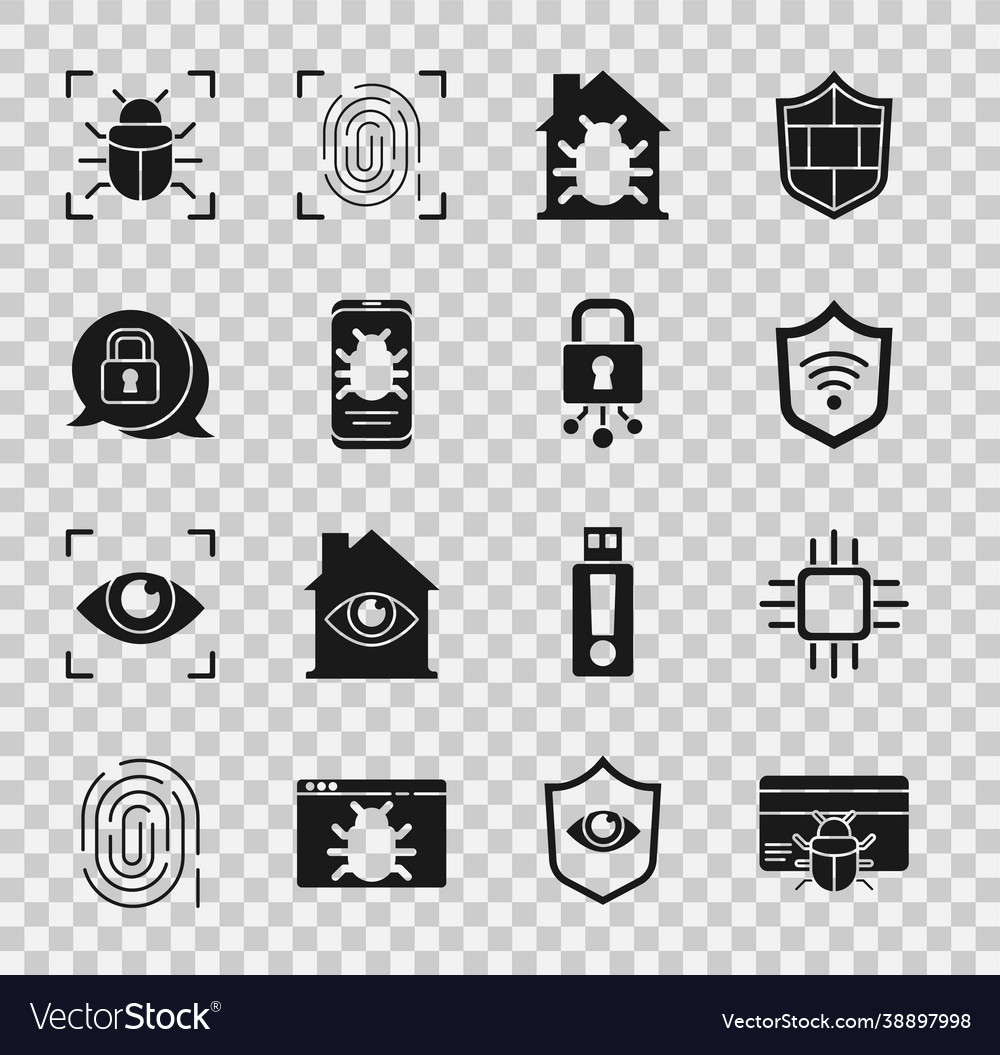Set system bug in credit card processor vector image Set system bug in credit card processor