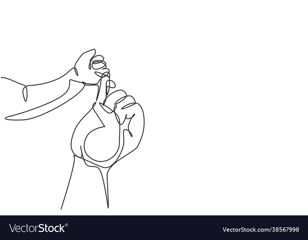 Single continuous line drawing parent hands Vector Image Single continuous line drawing parent hands