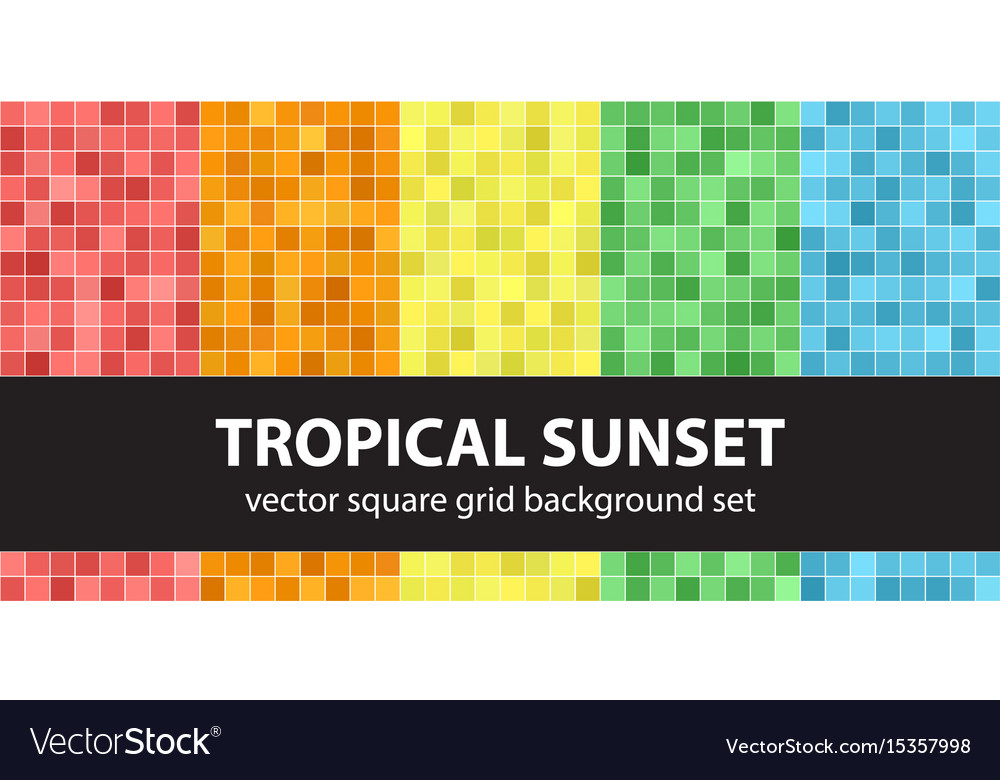 Square pattern set tropical sunset seamless tile