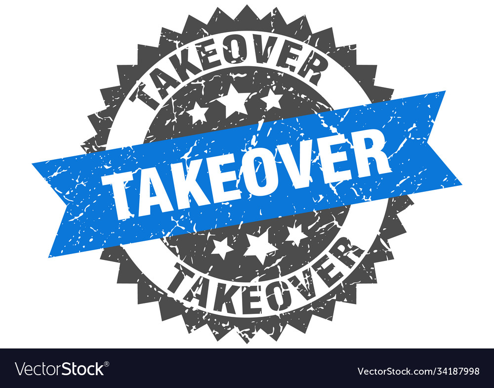 Takeover stamp grunge round sign with ribbon