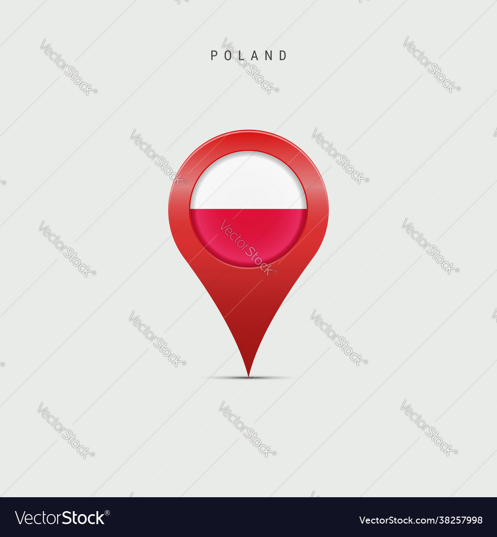 Teardrop map marker with flag poland Vector Image Teardrop map marker with flag poland