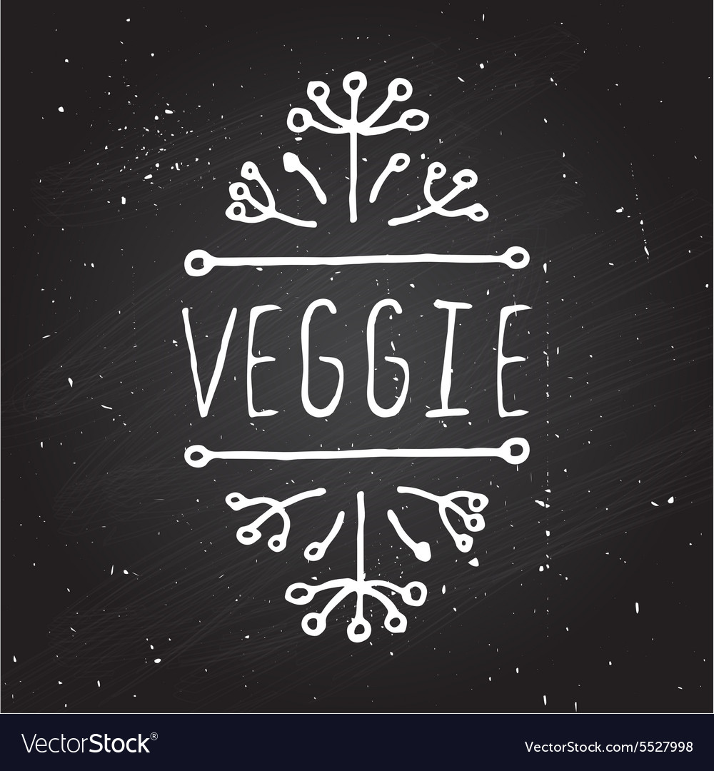 Veggie product label on chalkboard