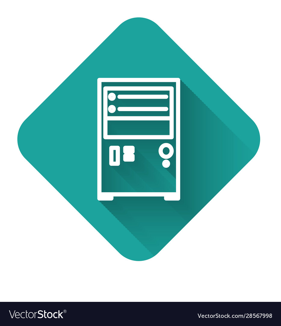 White line computer icon isolated with long shadow
