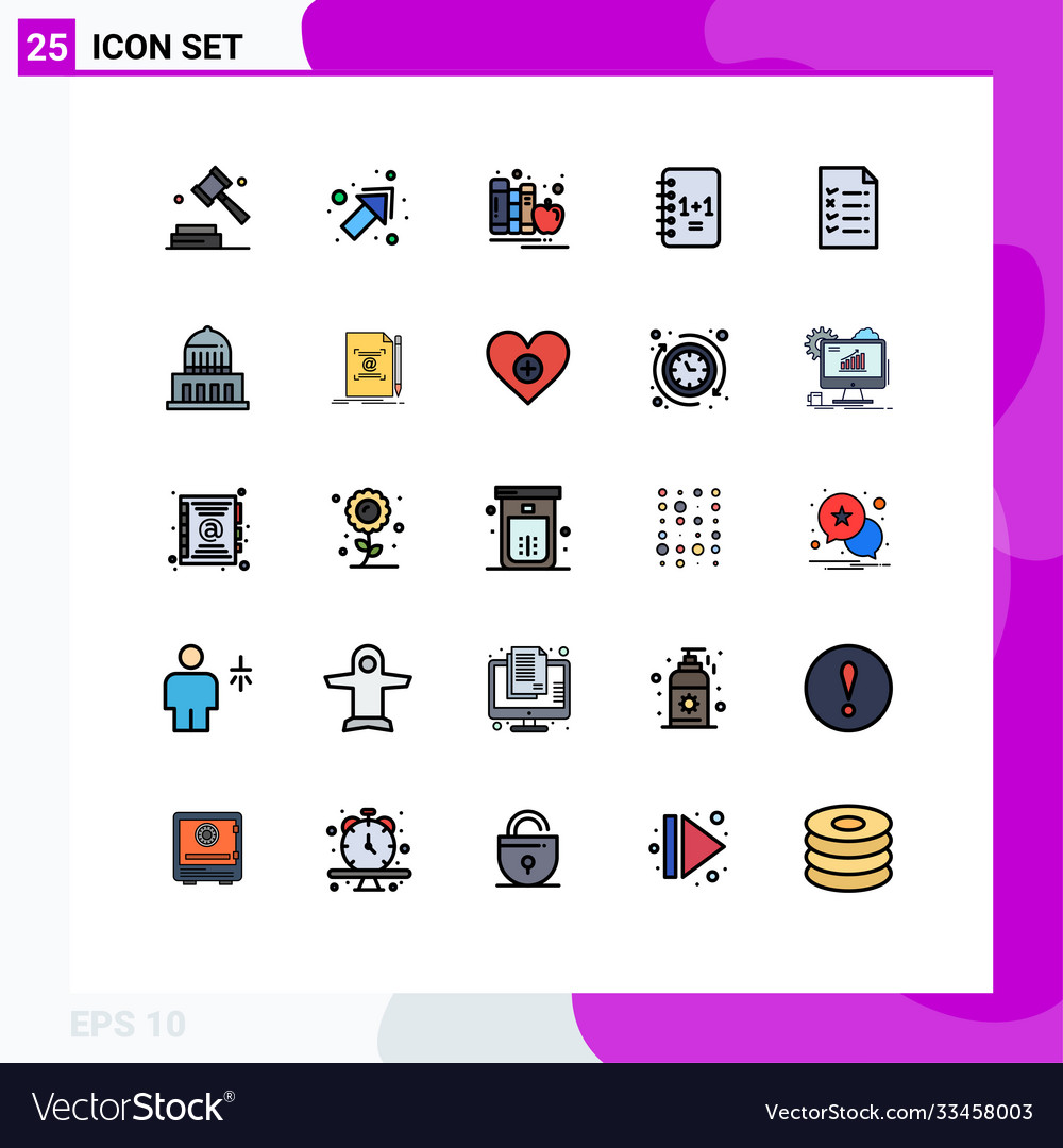 25 user interface filled line flat color pack