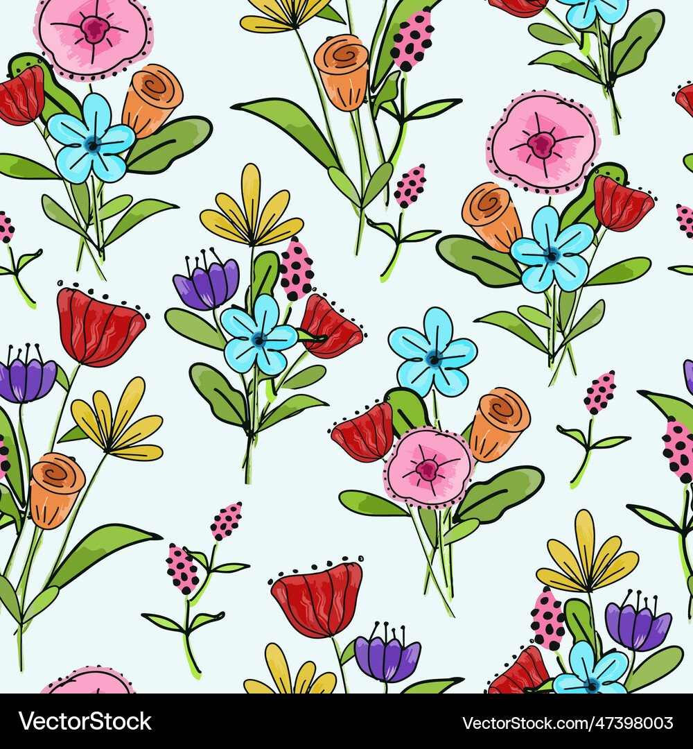 Colorful flower bouquet seamless pattern Vector Image