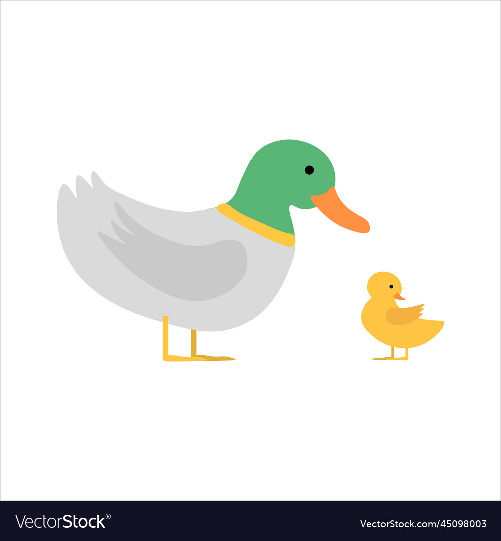 Cute duck mother and child Royalty Free Vector Image