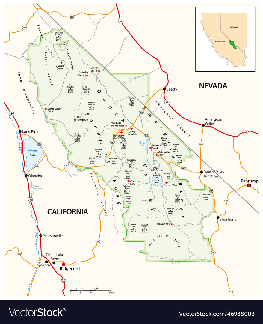 Detailed map of death valley national park