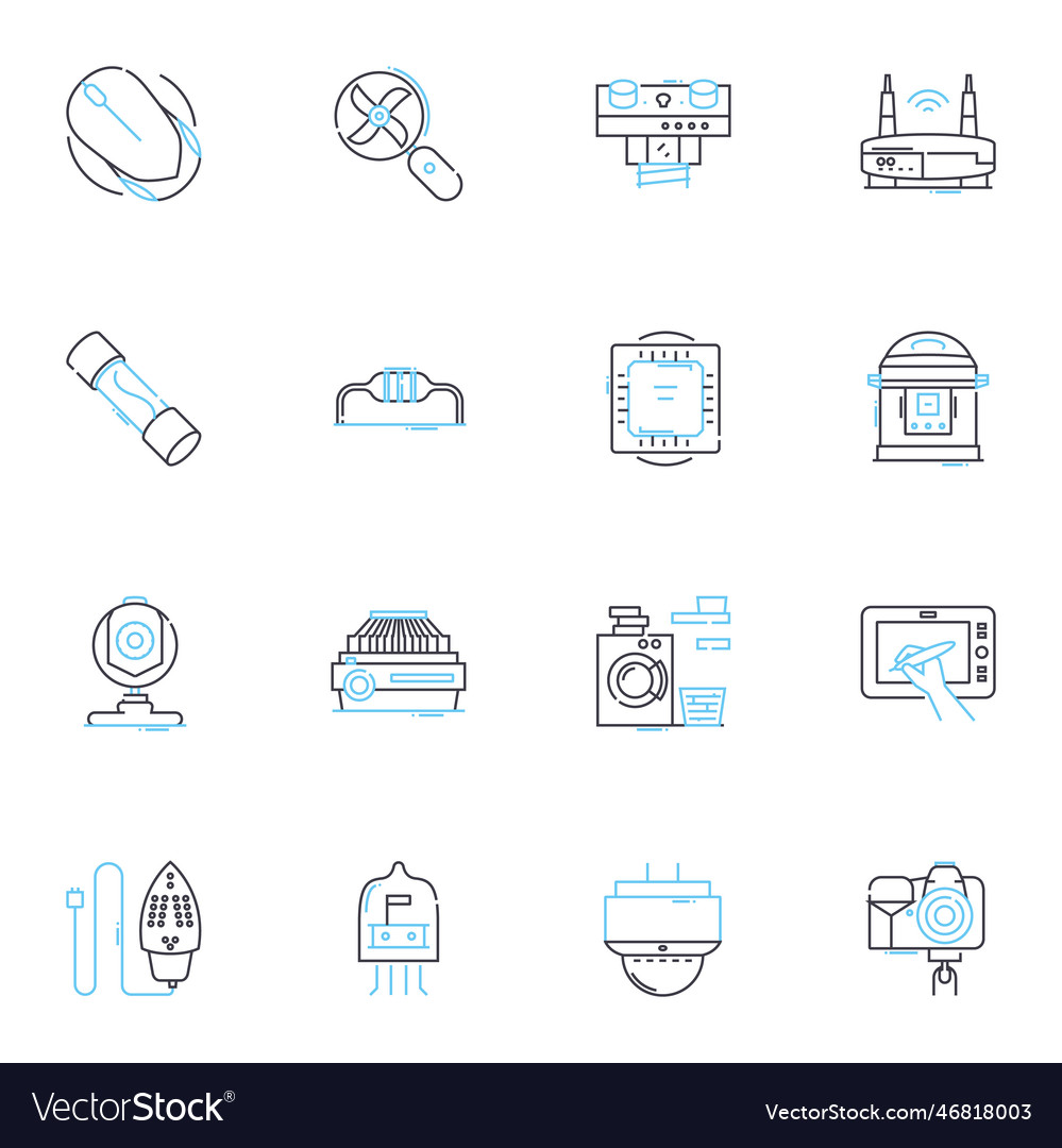 Digital devices linear icons set smartph tablet vector image Digital devices linear icons set smartph tablet