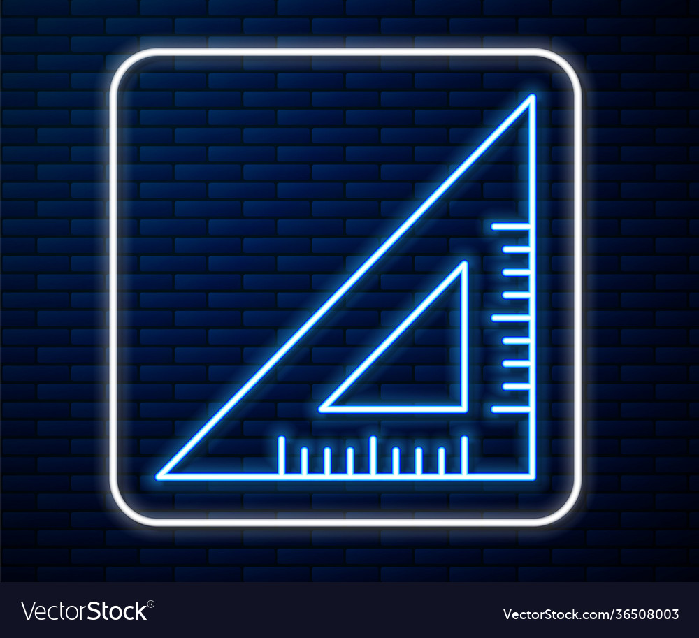 Glowing neon line triangular ruler icon isolated Vector Image Glowing neon line triangular ruler icon isolated