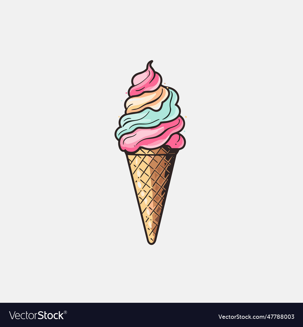 Ice cream hand-drawn comic cream doodle Royalty Free Vector