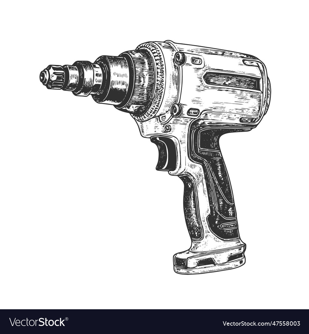 Impact driver drawing isolated hand drawn