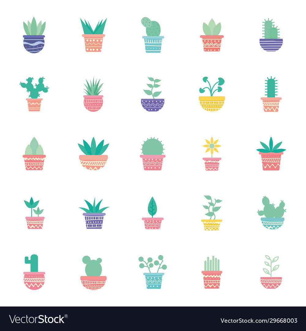 Isolated plants inside pots block gradient style