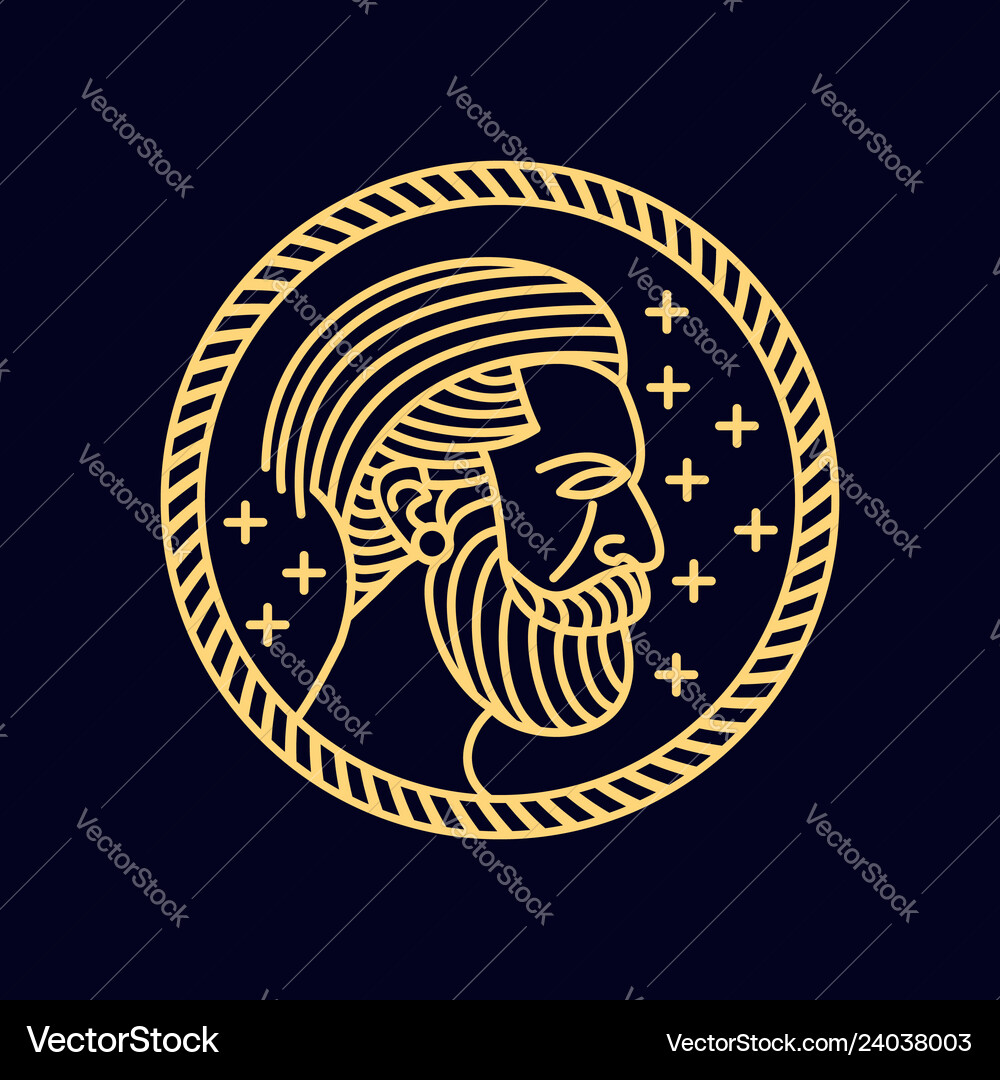 Man Beard Monoline Royalty Free Vector Image Vectorstock