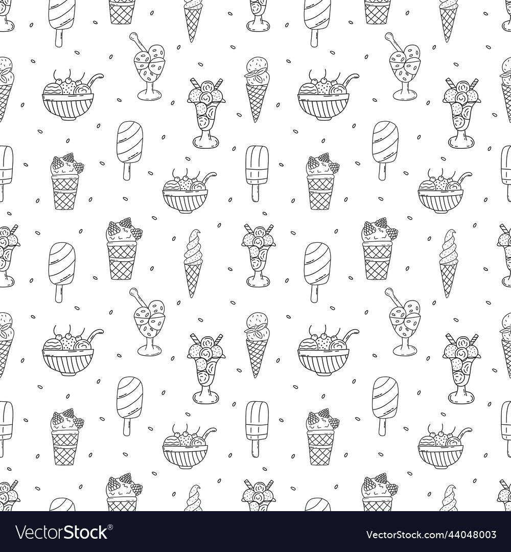 Seamless pattern with different ice cream in cups vector image Seamless pattern with different ice cream in cups