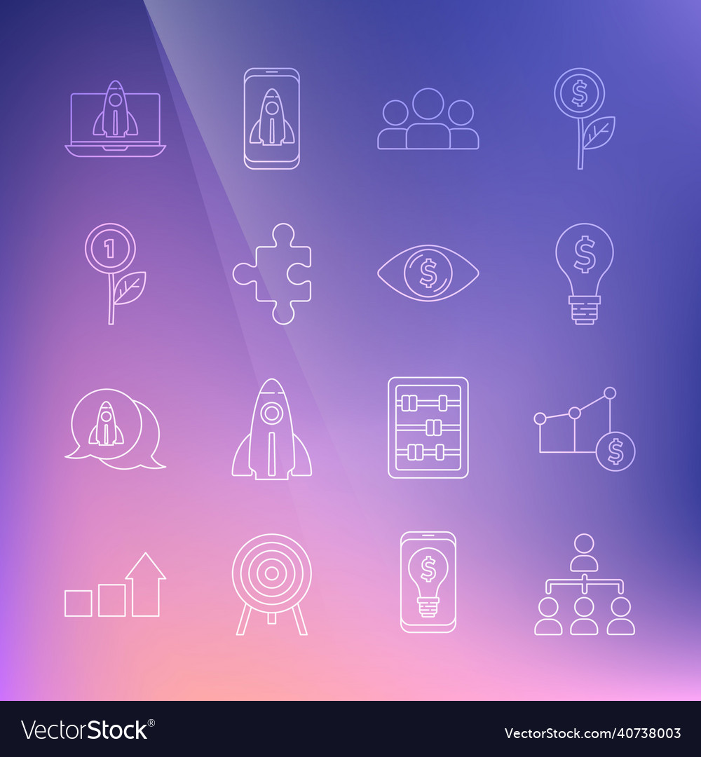 Set line hierarchy organogram chart pie vector image Set line hierarchy organogram chart pie