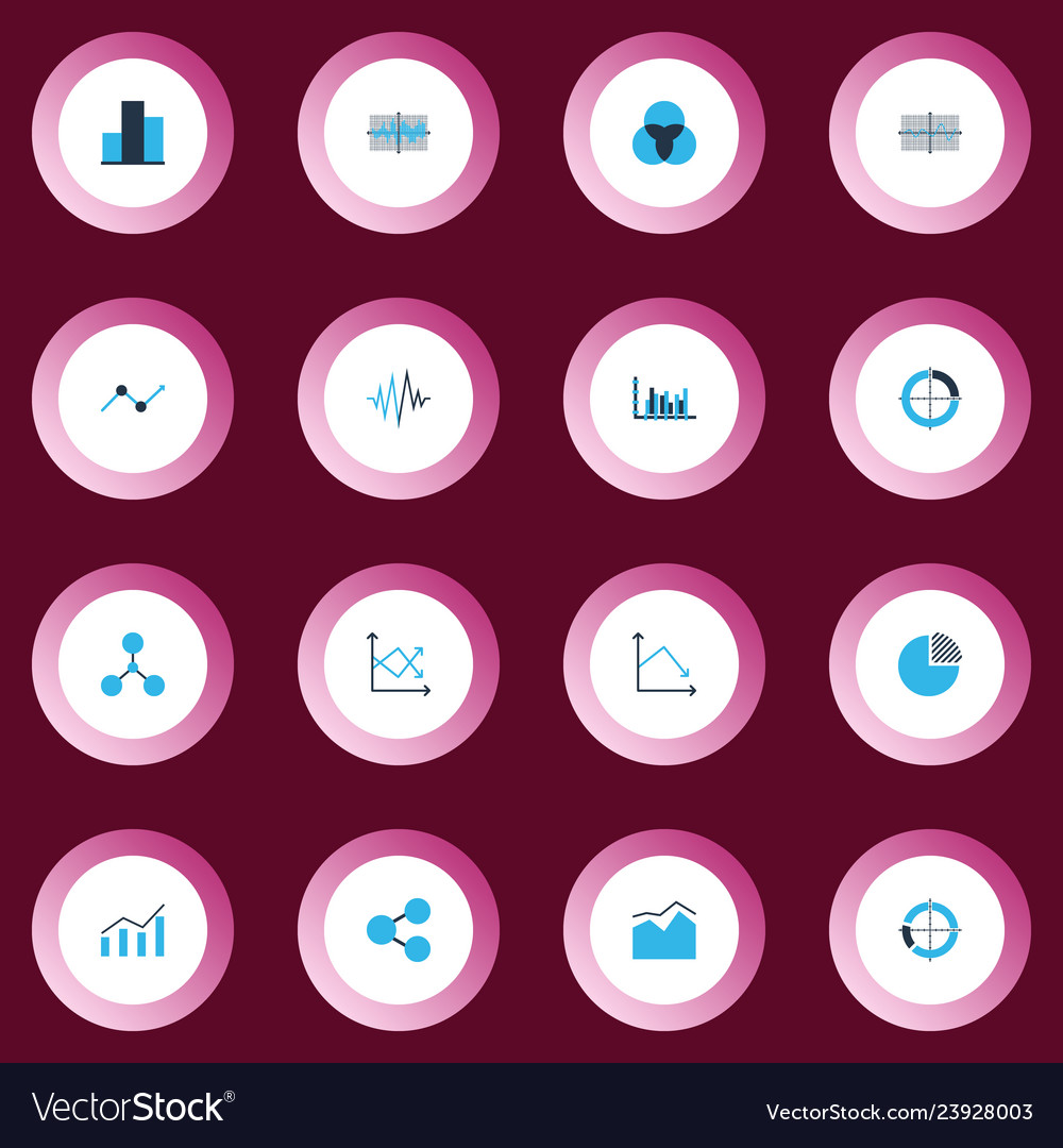 Set of graphs diagrams and statistics icons vector image Set of graphs diagrams and statistics icons
