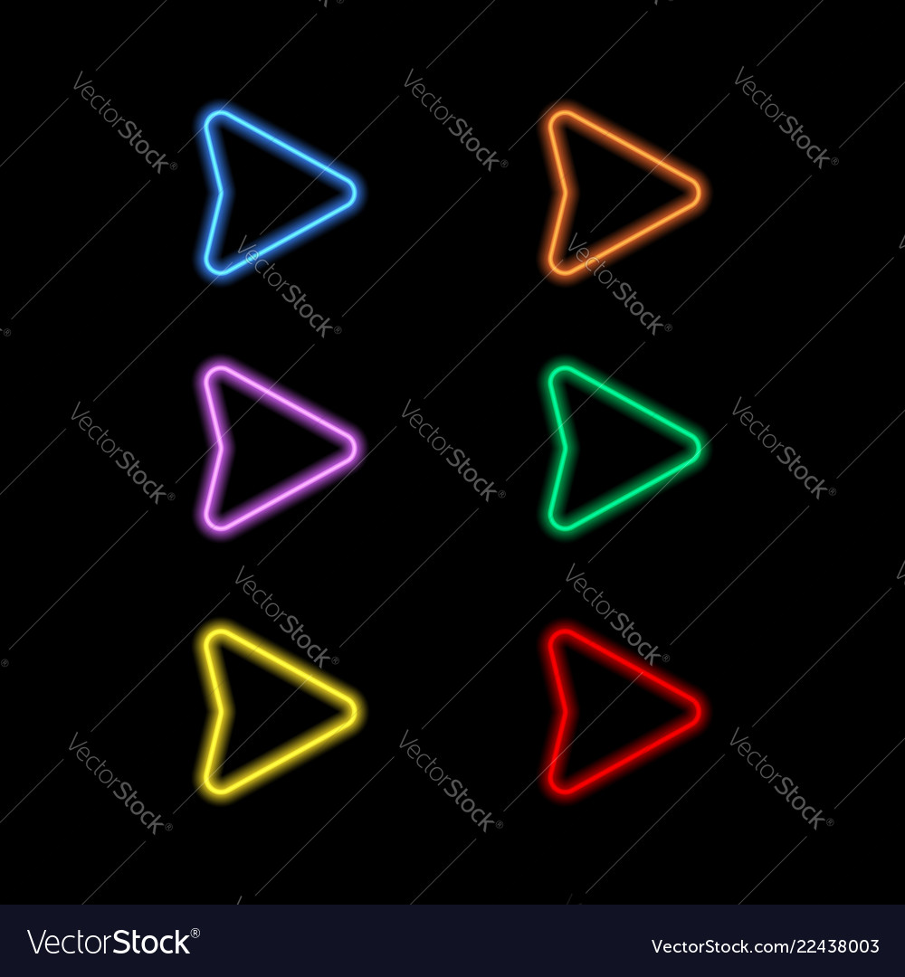 Set of neon pointers on a black background