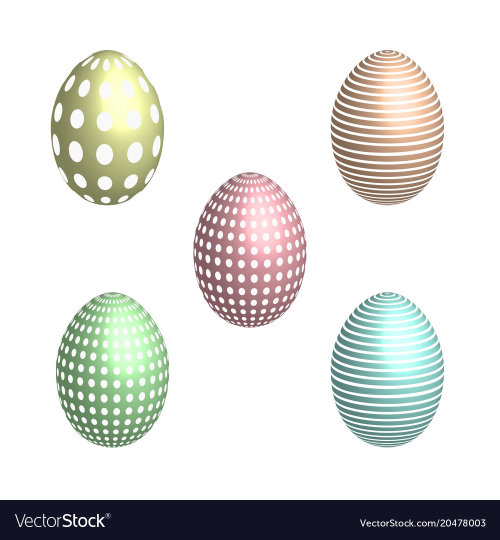 Set of patterned easter eggs in 3d