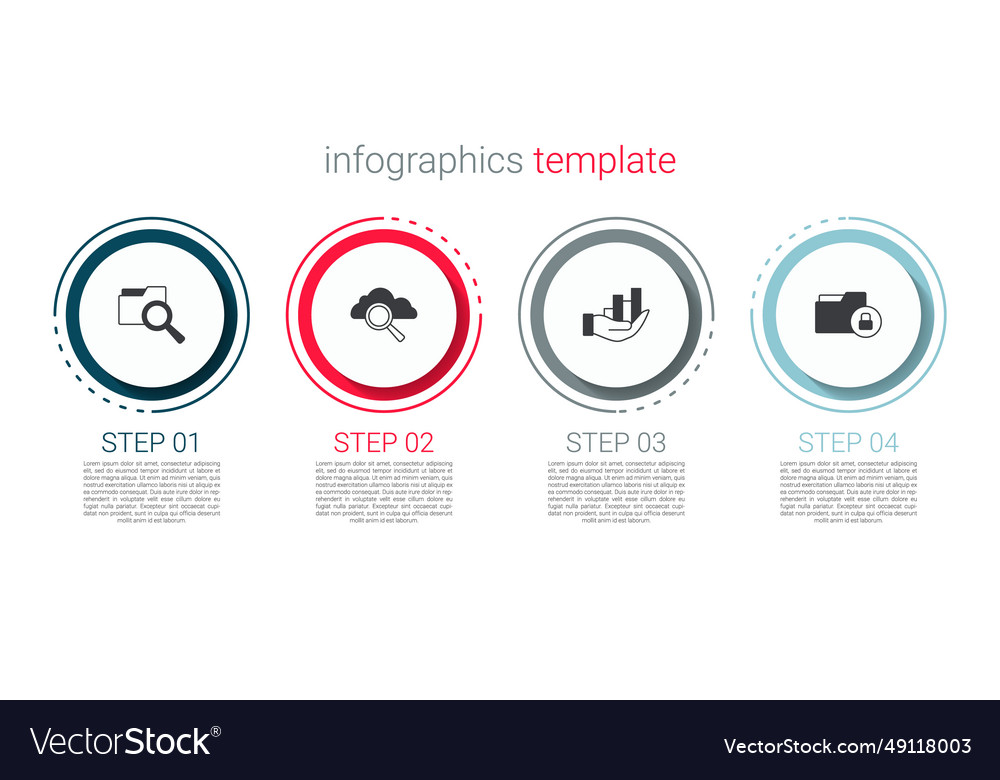 Set search with folder cloud computing pie chart vector image Set search with folder cloud computing pie chart