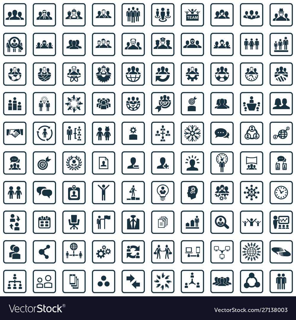 Teamwork 100 icons universal set for web and ui Vector Image