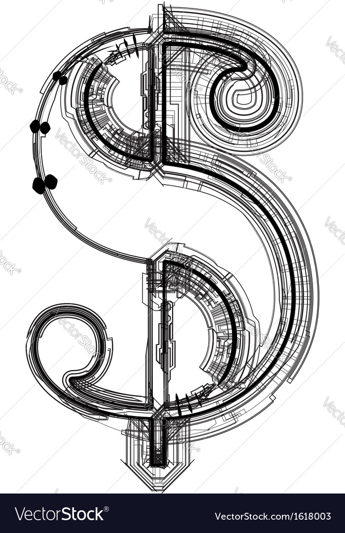 Technisches Typografie-Dollar-Symbol