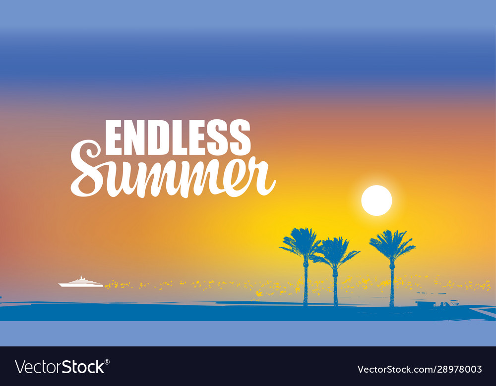 Travel tropical seascape with palm trees and ship Vector Image Travel tropical seascape with palm trees and ship vector image on... 