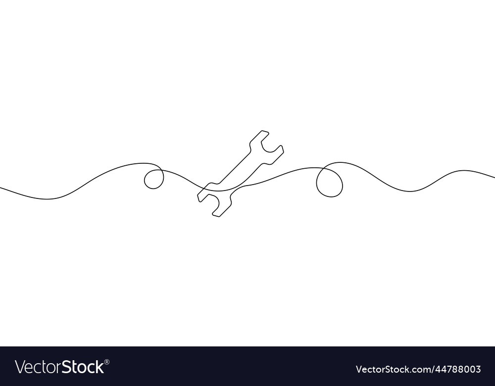 Wrench in continuous line drawing style art vector image Wrench in continuous line drawing style art