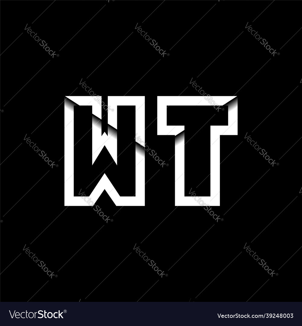 Wt monogram envelope shape style Vector Image Wt monogram envelope shape style