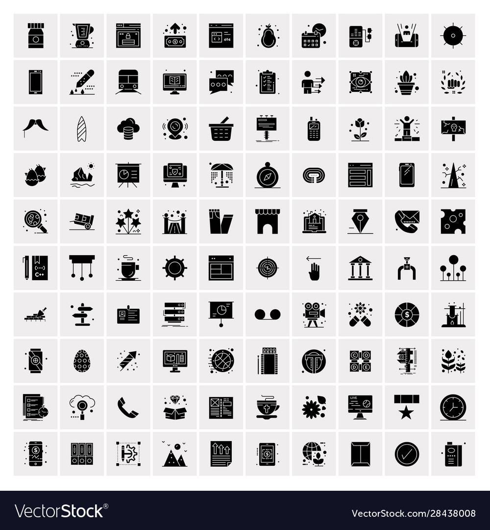 100 solid business icons for web and print
