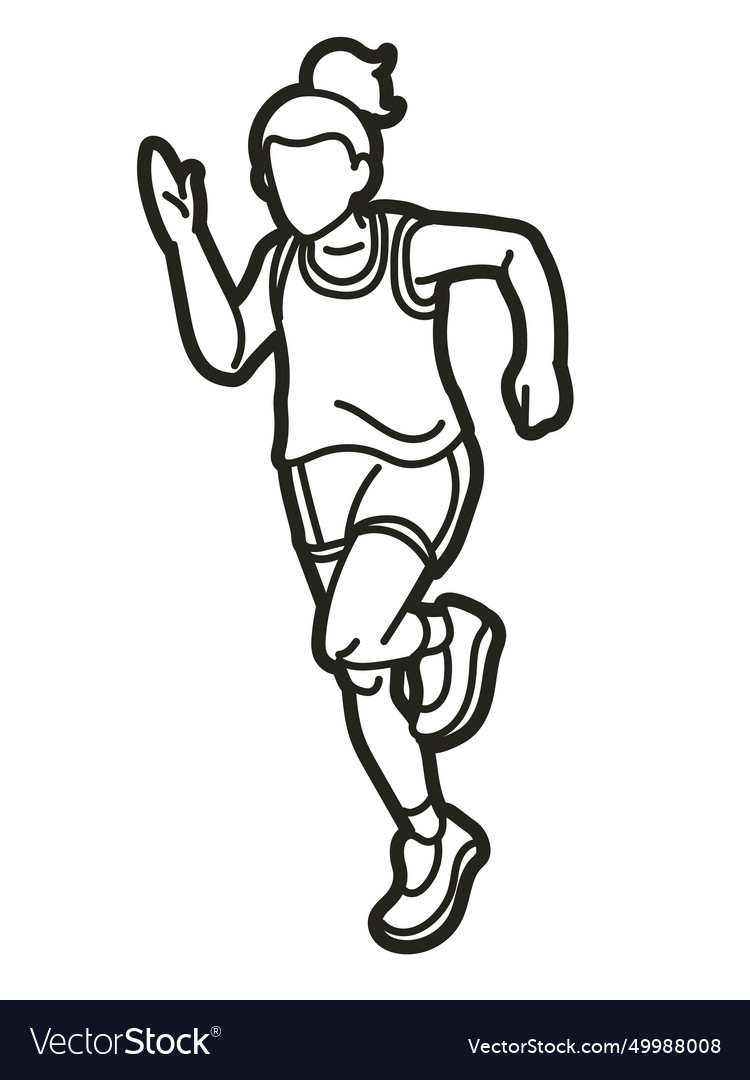 A girl start running action jogging movement Vector Image