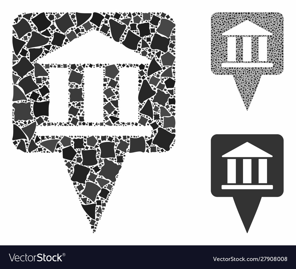 Bank building pointer composition icon rough vector image Bank building pointer composition icon rough