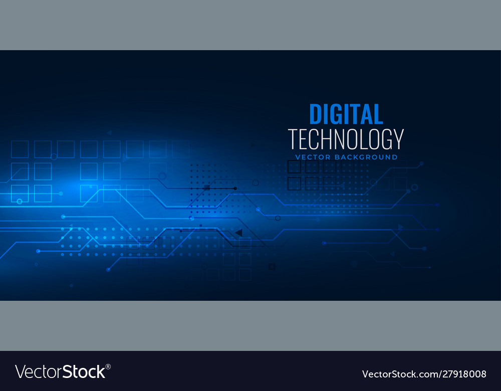 Blue digital technology concept with circuit wire Vector Image