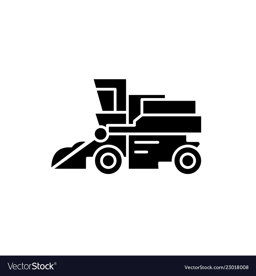 Combine harvester black icon sign Royalty Free Vector Image