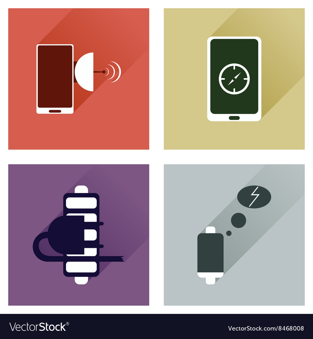 Concept of flat icons with long shadow mobile