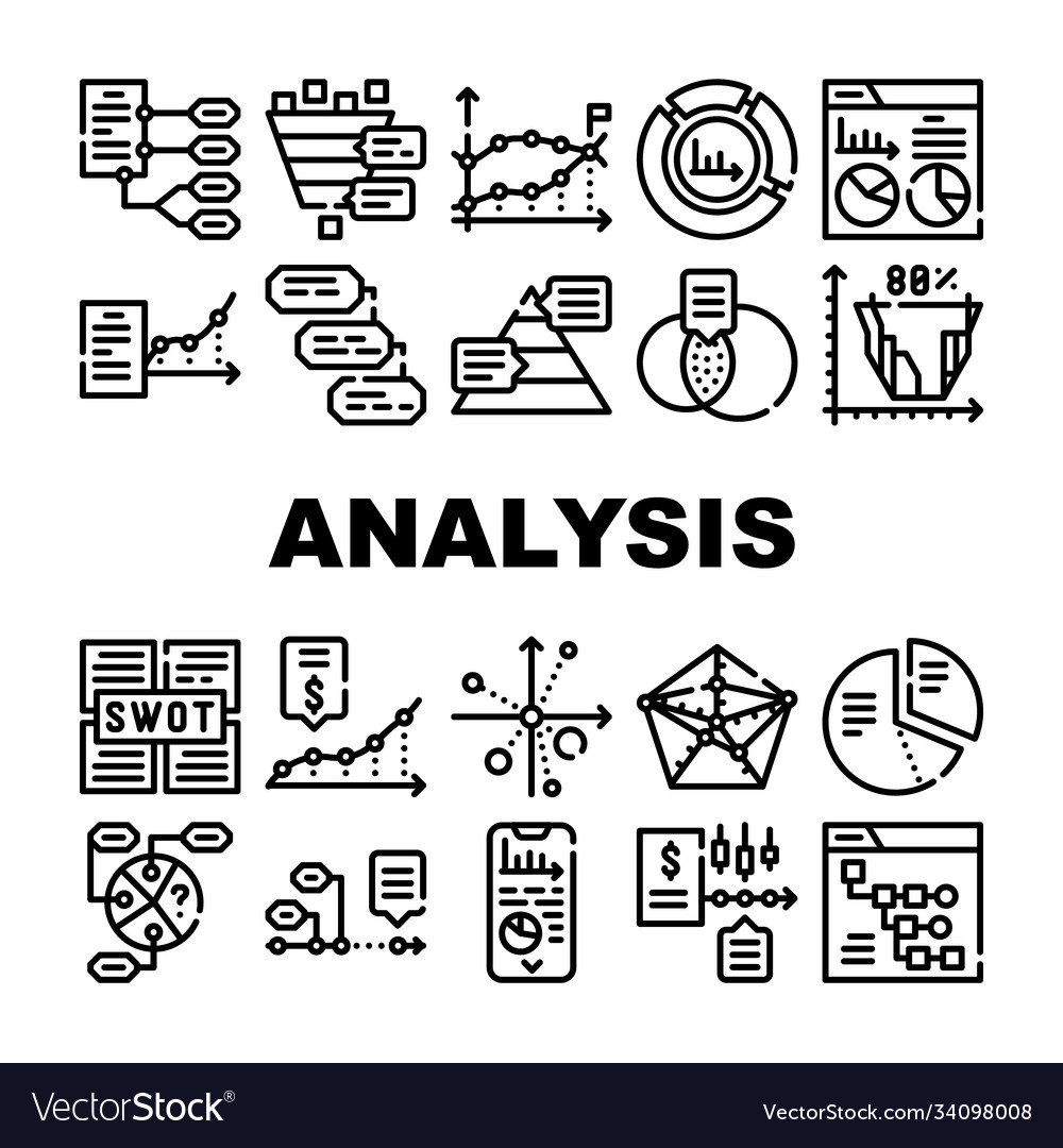 Data analysis diagram collection icons set Vector Image