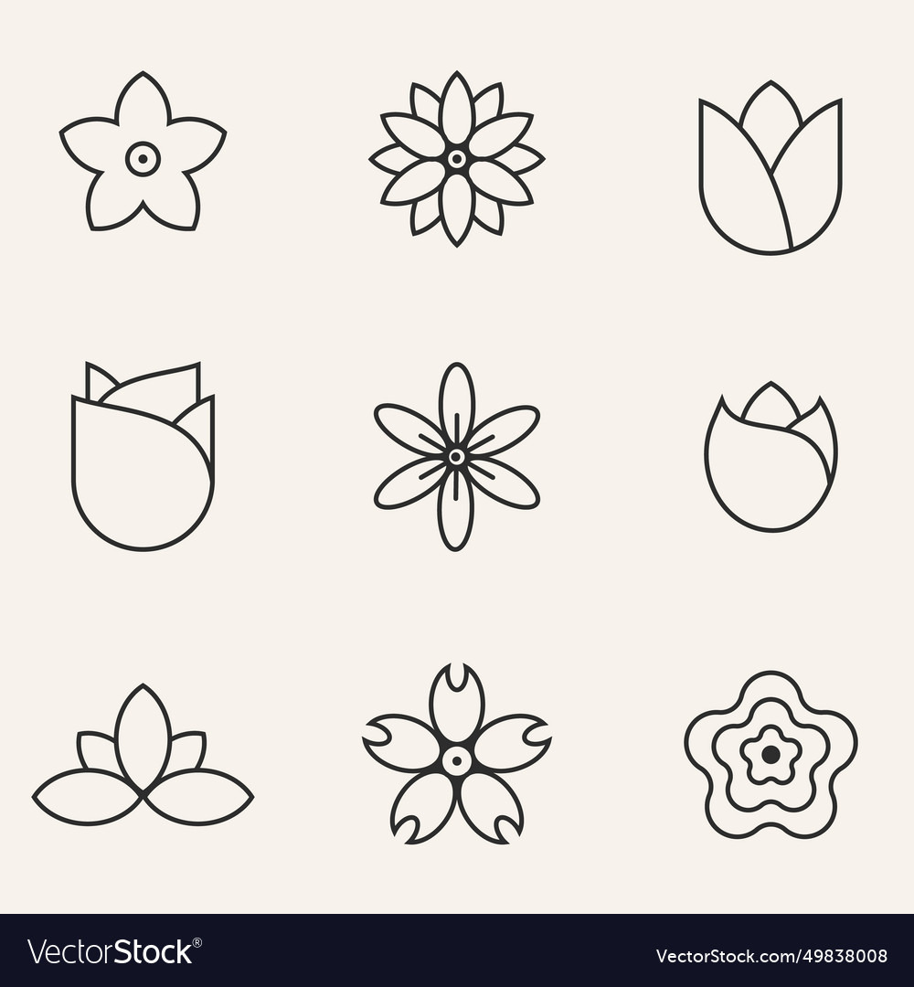 Flower line logo set design bundle