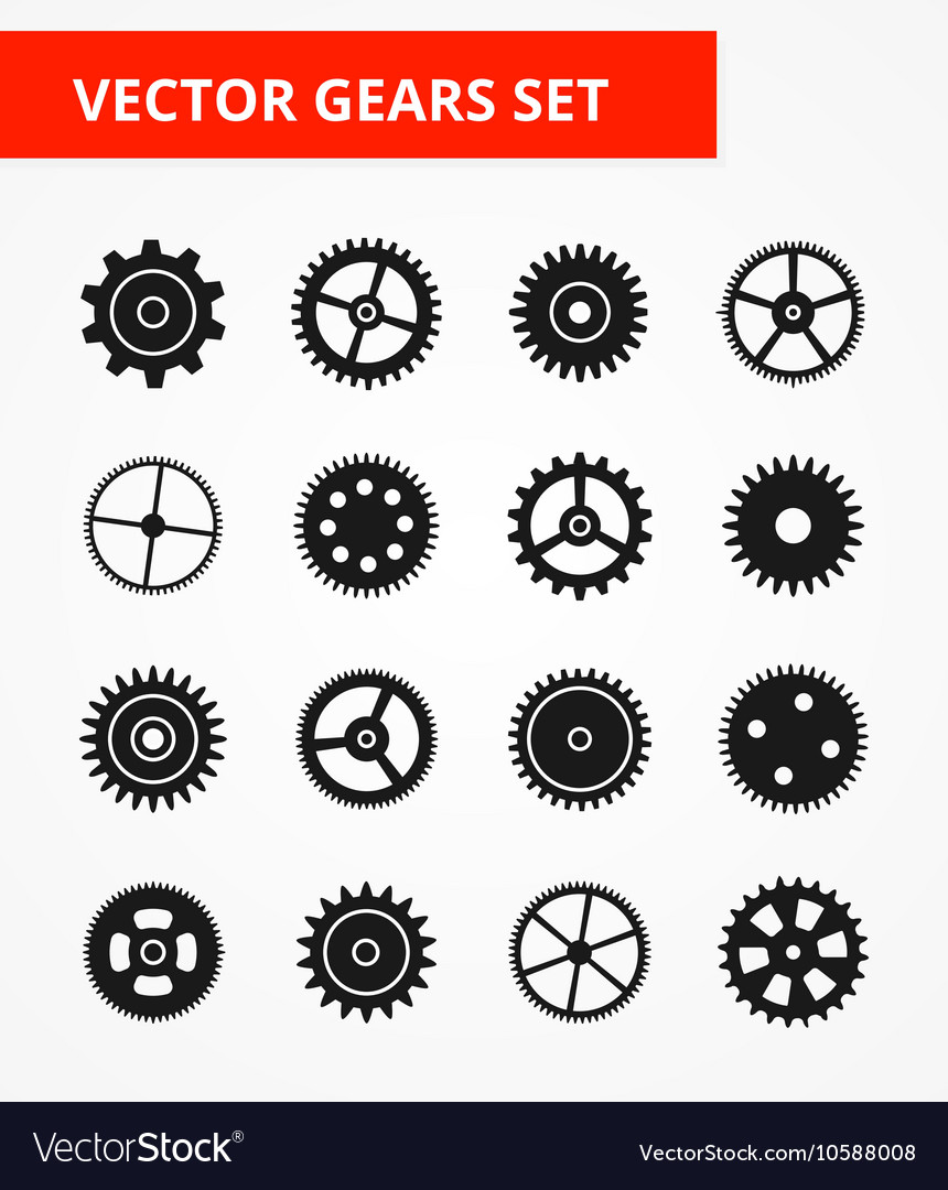 Gear icon set isolated gears