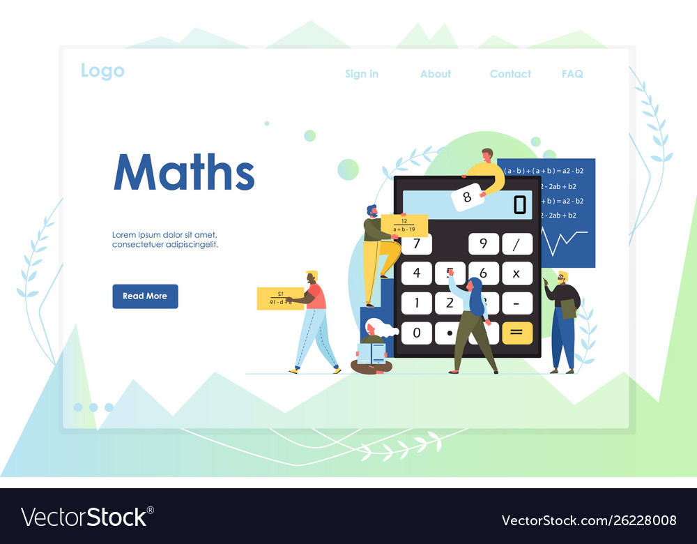Maths website landing page design template Vector Image