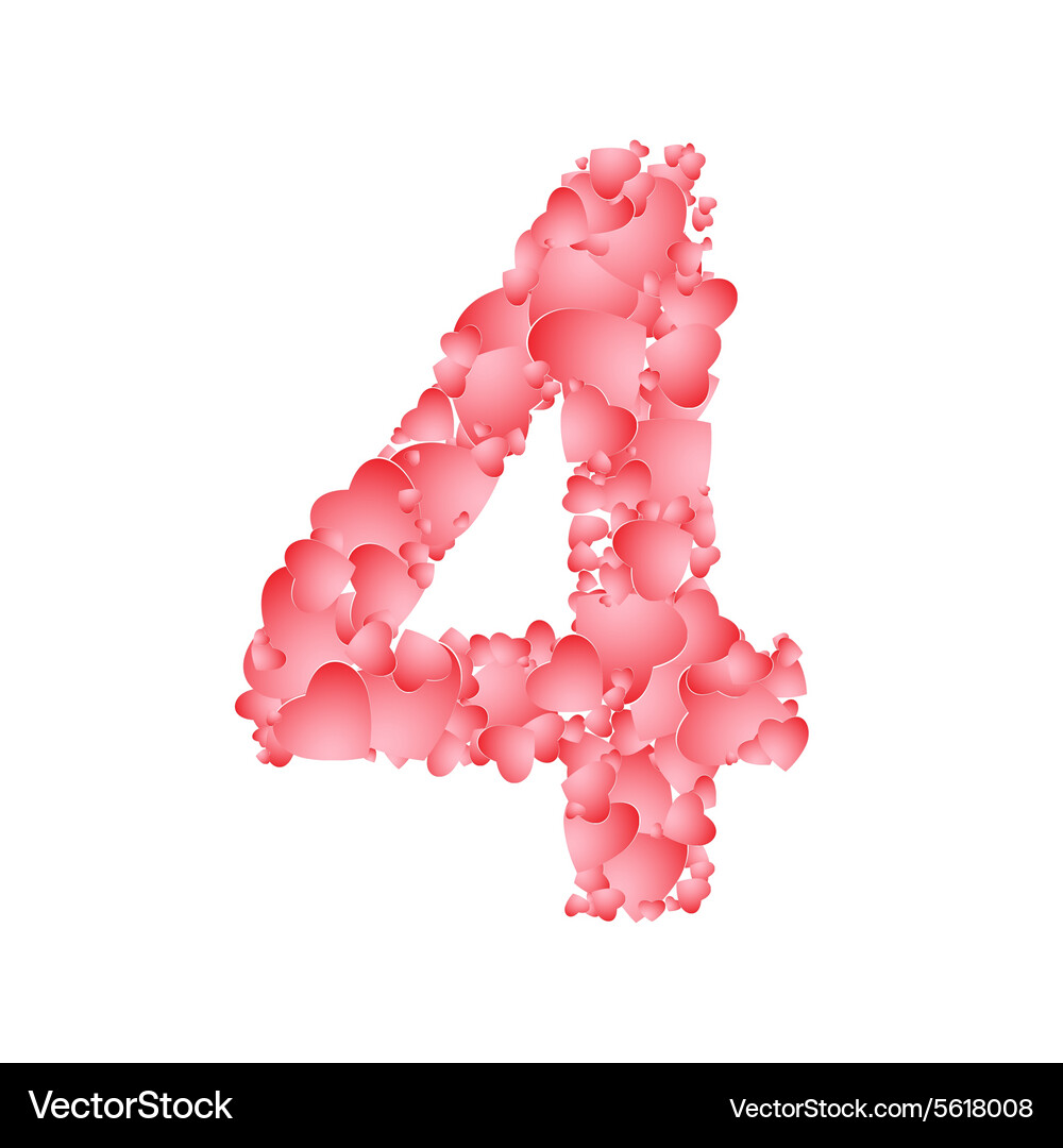 Number four from hearts Royalty Free Vector Image