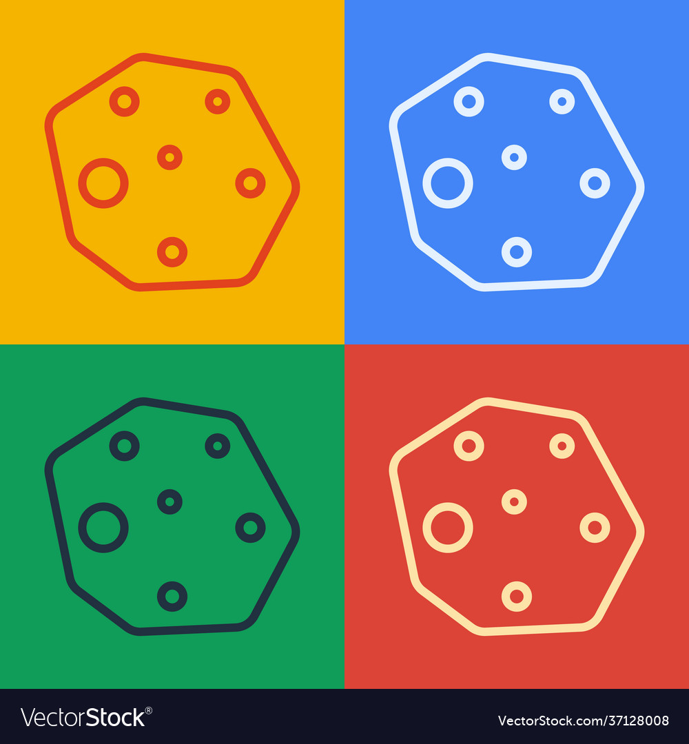 Pop art line asteroid icon isolated on color