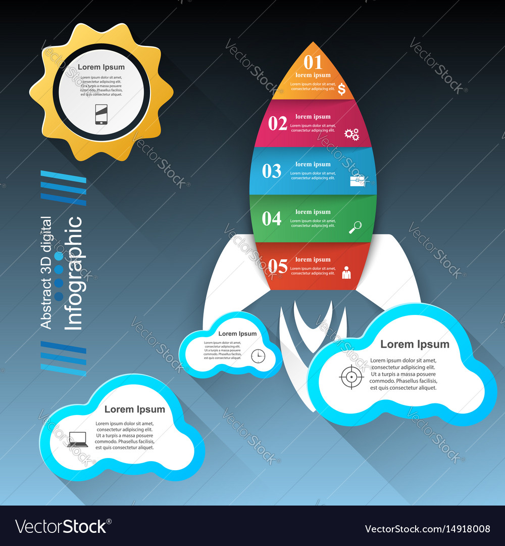 Rocket icon abstract infographic Royalty Free Vector Image