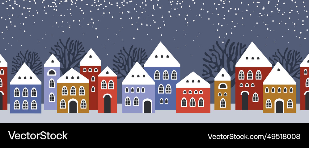 Seamless pattern winter landscape Royalty Free Vector Image