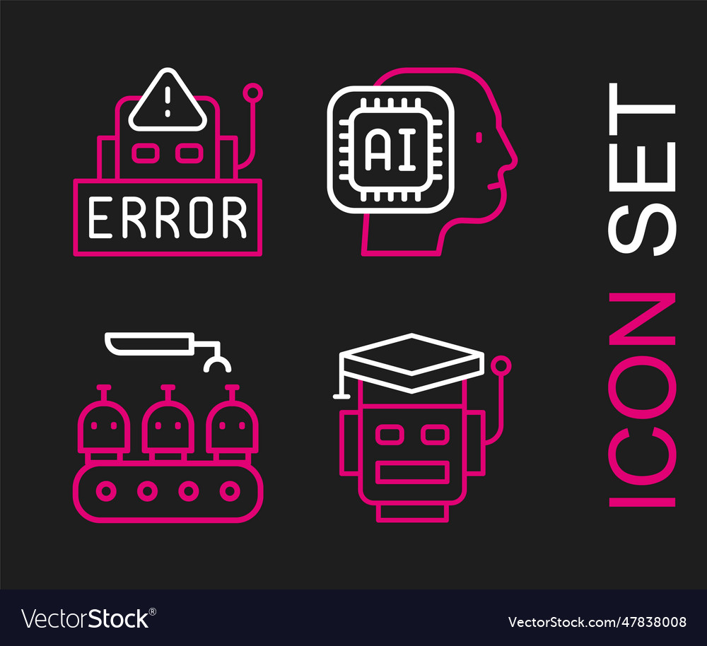 Set line robot industrial production of robots vector image Set line robot industrial production of robots