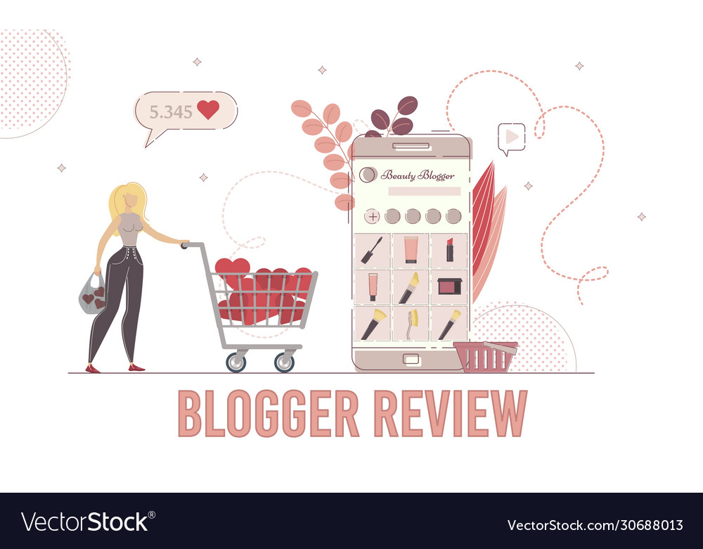 Beauty gods shopping review flat concept vector image Beauty gods shopping review flat concept