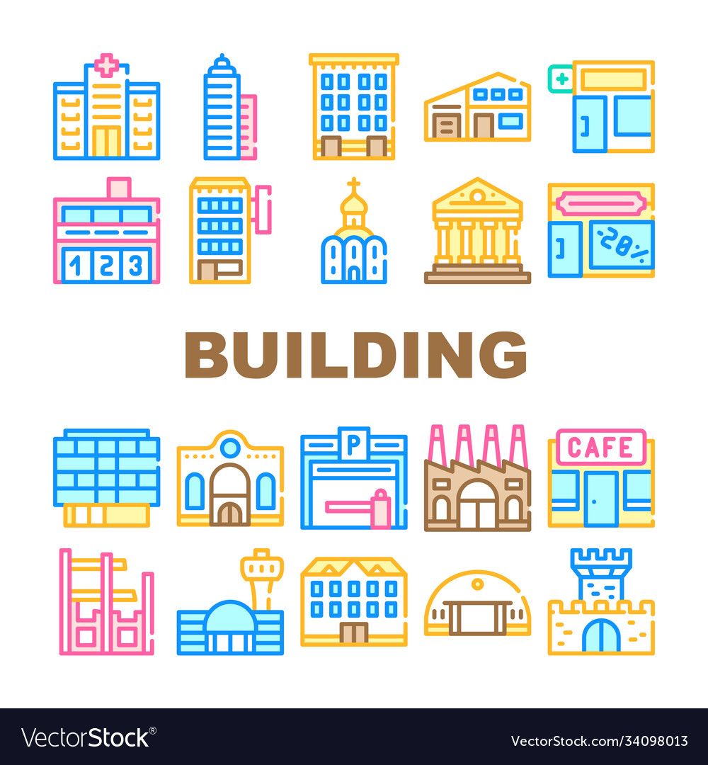 Building architecture collection icons set