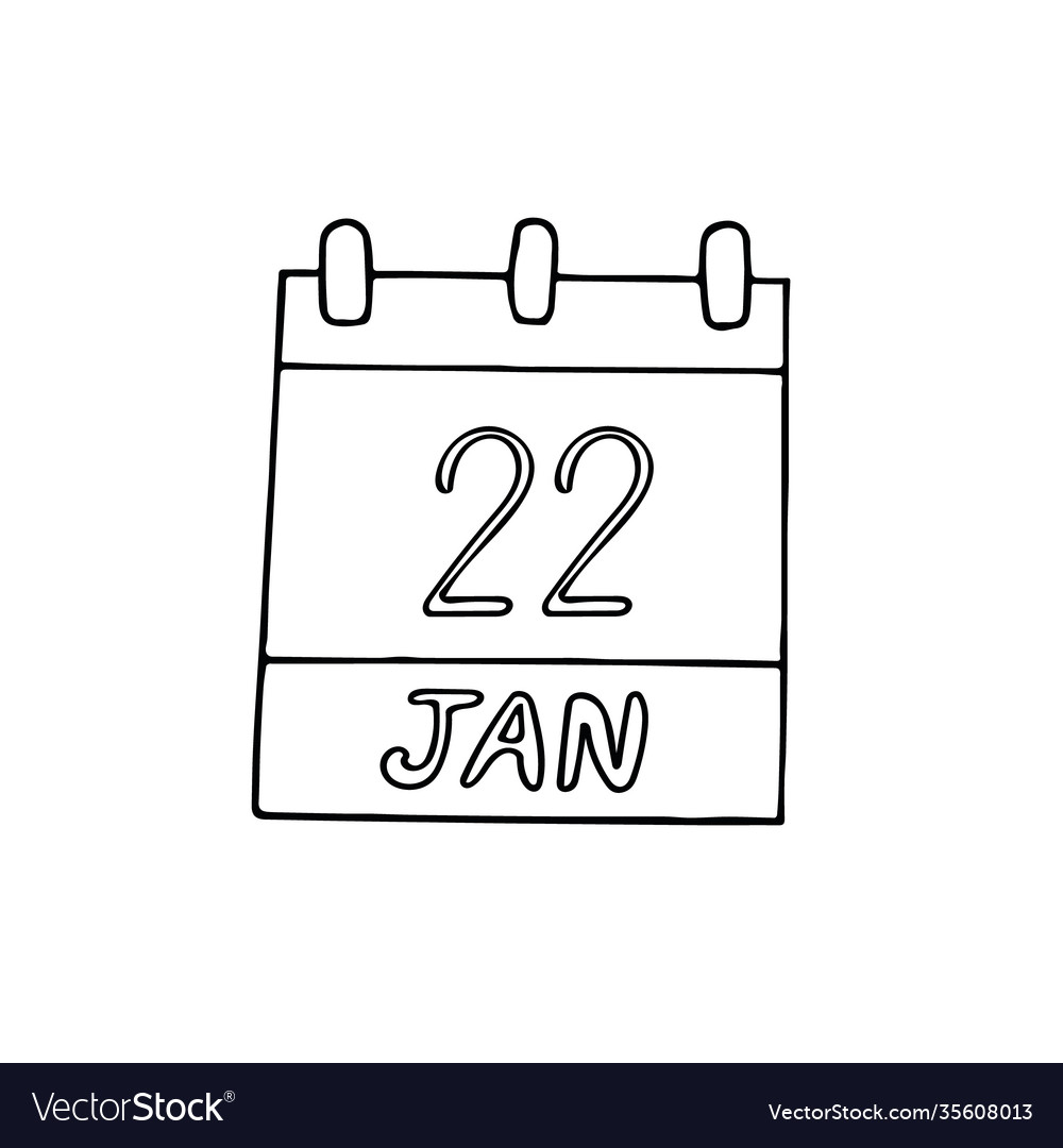 Calendar hand drawn in doodle style january 22