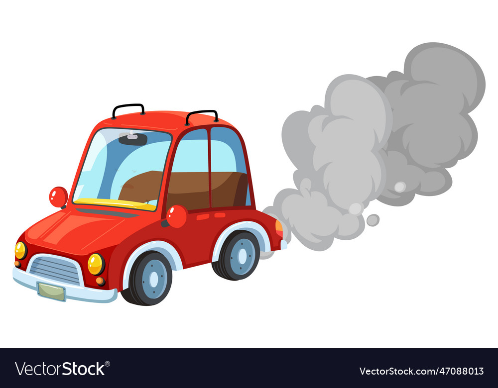 Cartoon vintage car with smoke Royalty Free Vector Image