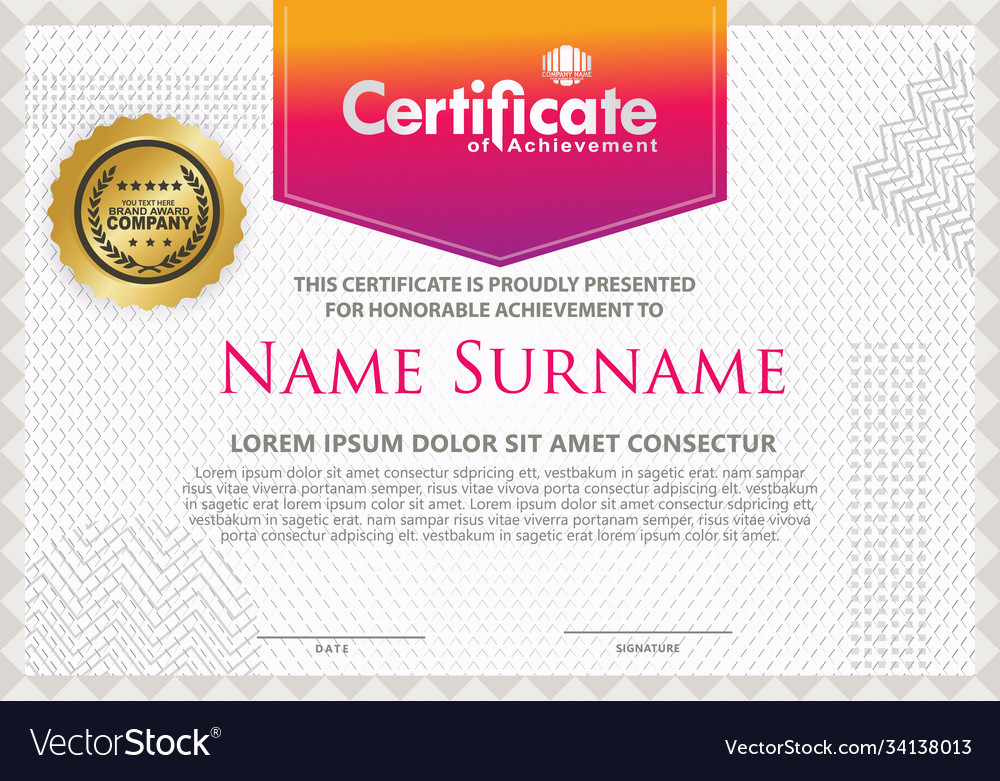 Certificate template with texture modern pattern