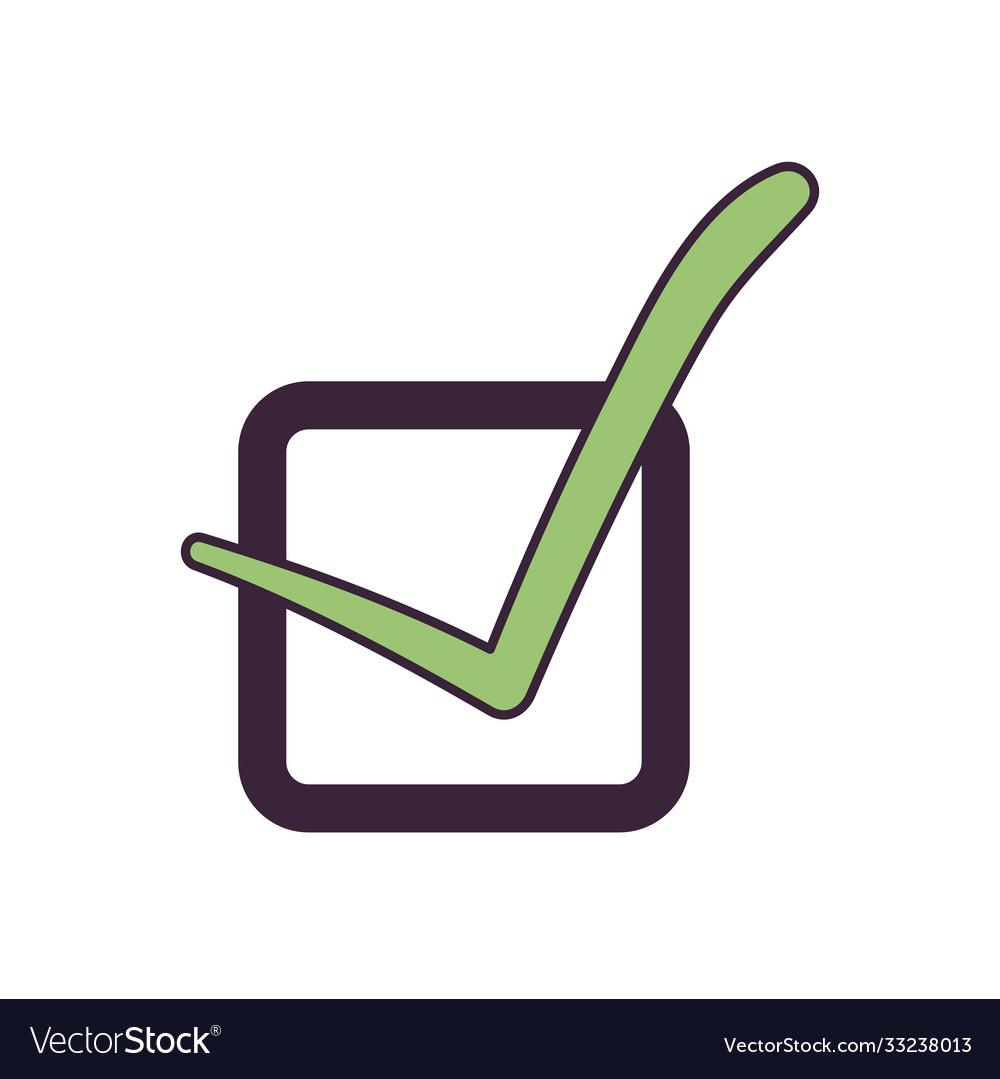 Check mark on square line and fill style icon